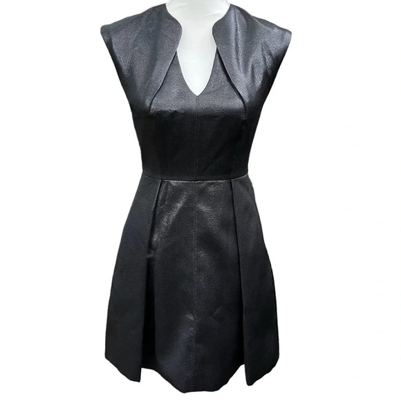 Halston Heritage NWT Black Metallic Adrian Fit and Flare Mini Dress Size 0 - Picture 4 of 16